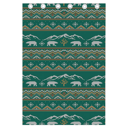Polar Bear Knitted Pattern Print Curtain