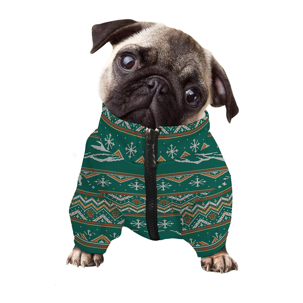 Polar Bear Knitted Pattern Print Dog Zip Up Jacket