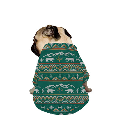 Polar Bear Knitted Pattern Print Dog Zip Up Jacket