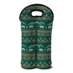 Polar Bear Knitted Pattern Print Double Neoprene Wine Tote