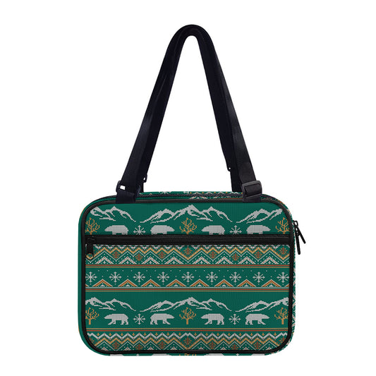 Polar Bear Knitted Pattern Print Double Strap Bible Bag