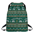 Polar Bear Knitted Pattern Print Drawstring Backpack