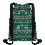 Polar Bear Knitted Pattern Print Drawstring Backpack