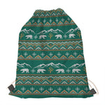 Polar Bear Knitted Pattern Print Drawstring Bag