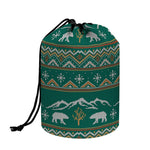 Polar Bear Knitted Pattern Print Drawstring Makeup Bag