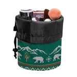 Polar Bear Knitted Pattern Print Drawstring Makeup Bag