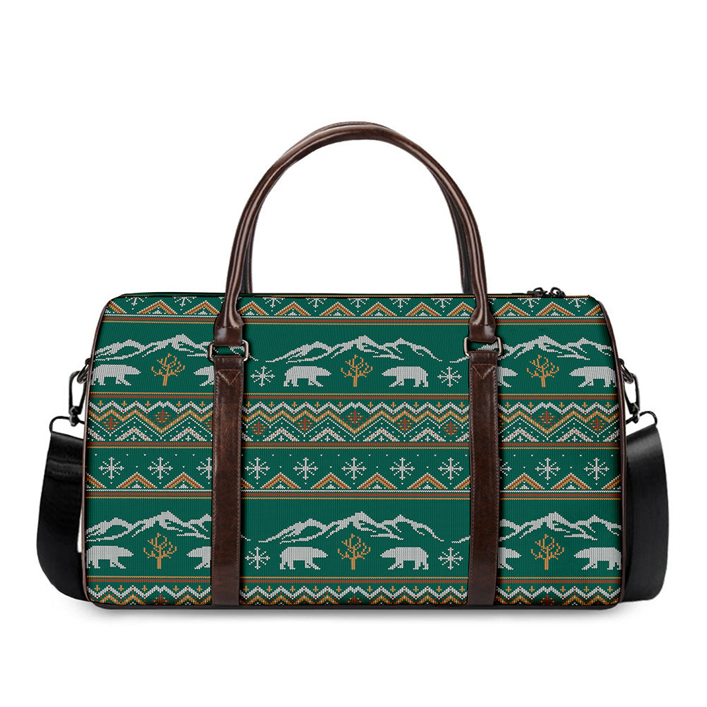 Polar Bear Knitted Pattern Print Duffle Bag