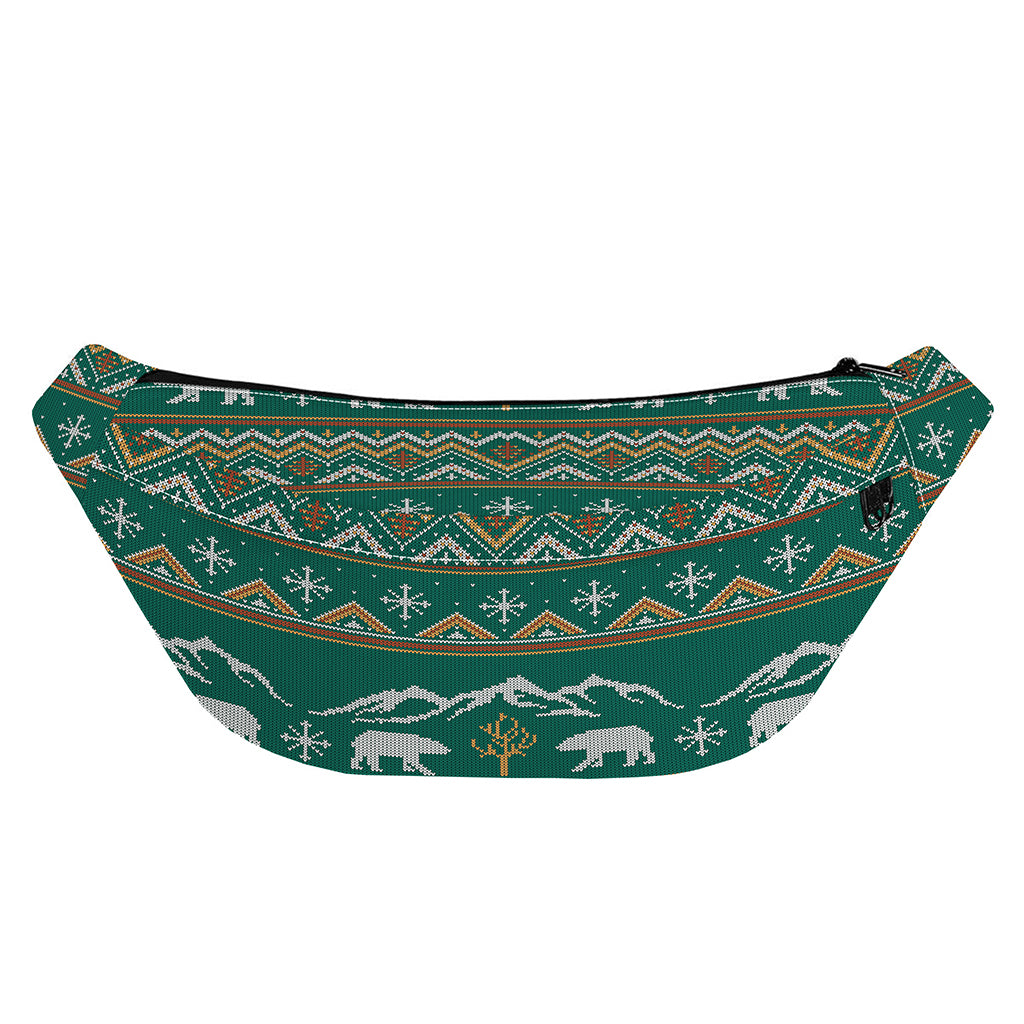 Polar Bear Knitted Pattern Print Fanny Pack