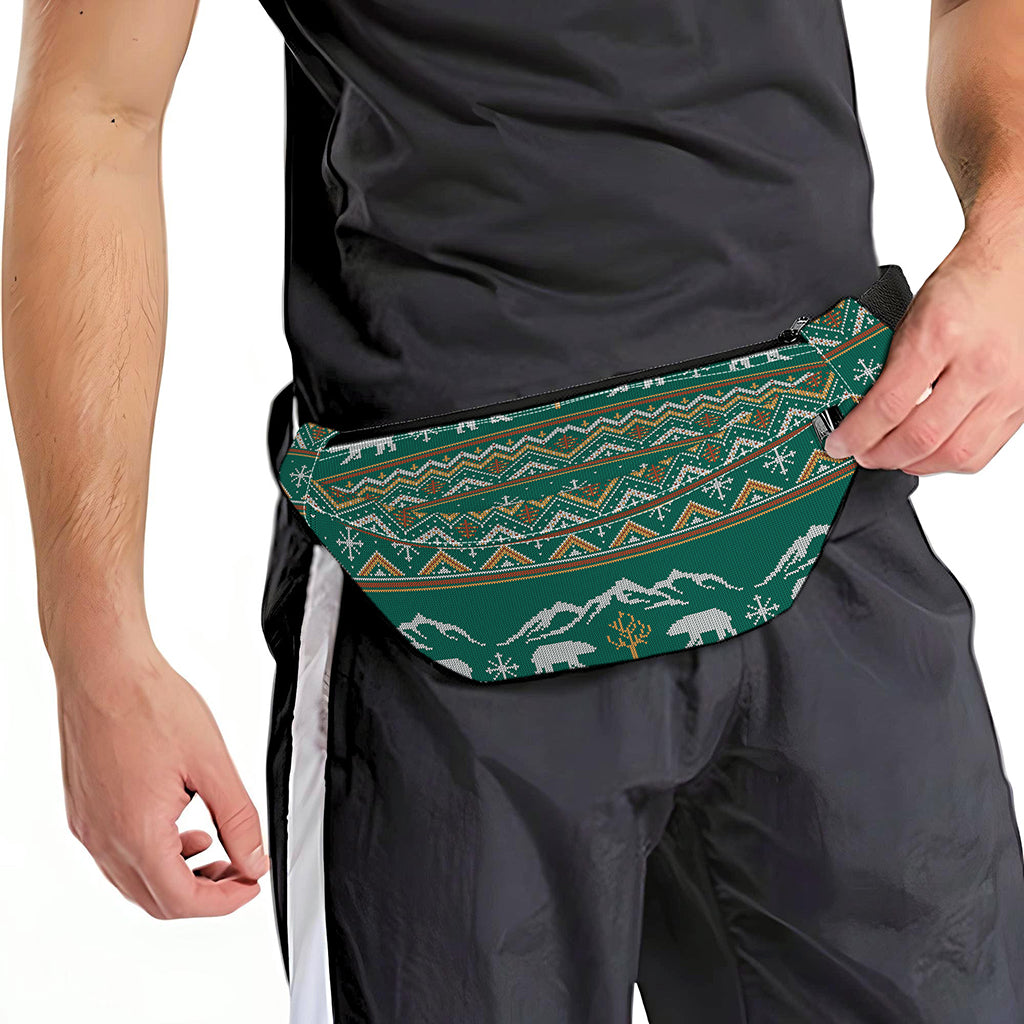 Polar Bear Knitted Pattern Print Fanny Pack