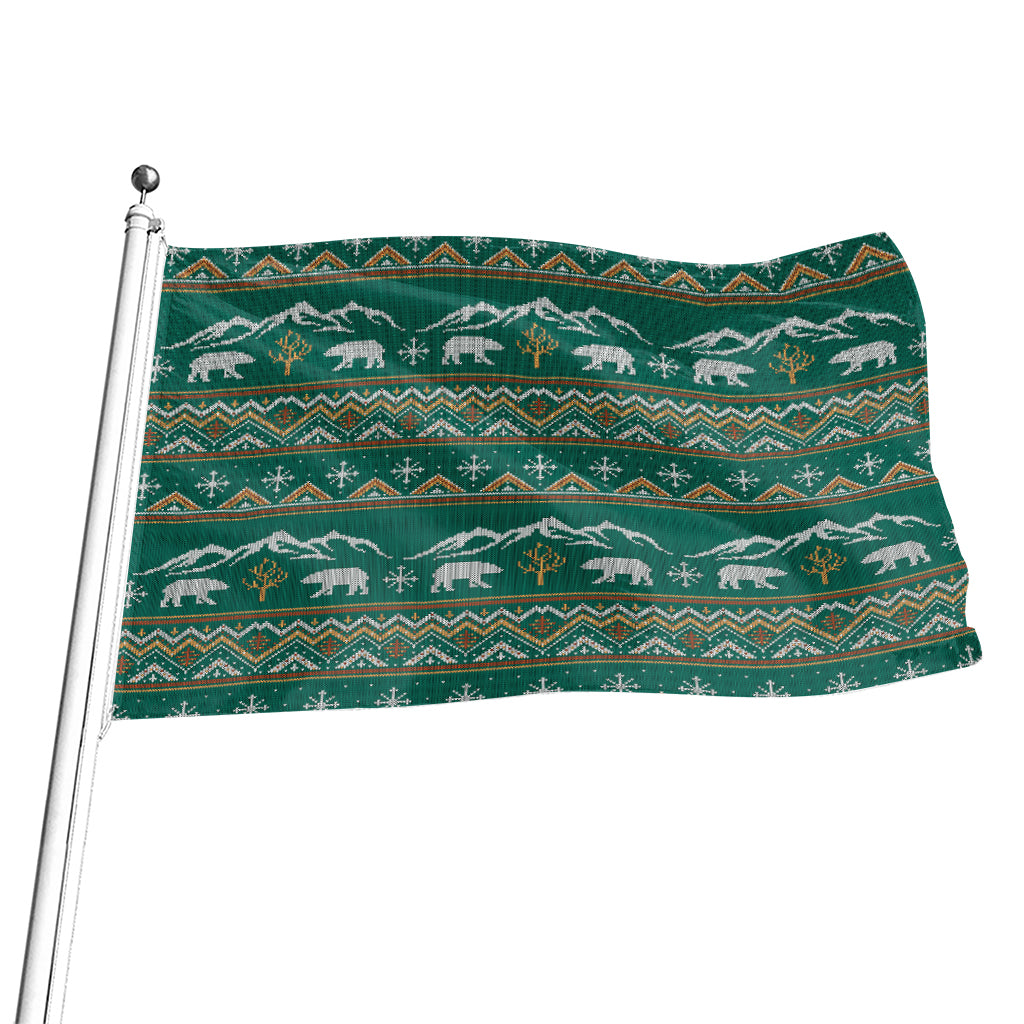 Polar Bear Knitted Pattern Print Flag