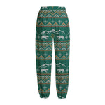 Polar Bear Knitted Pattern Print Fleece Lined Knit Pants