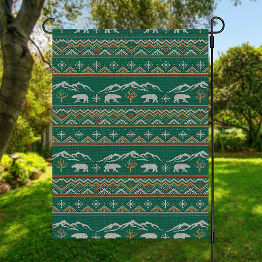 Polar Bear Knitted Pattern Print Garden Flag