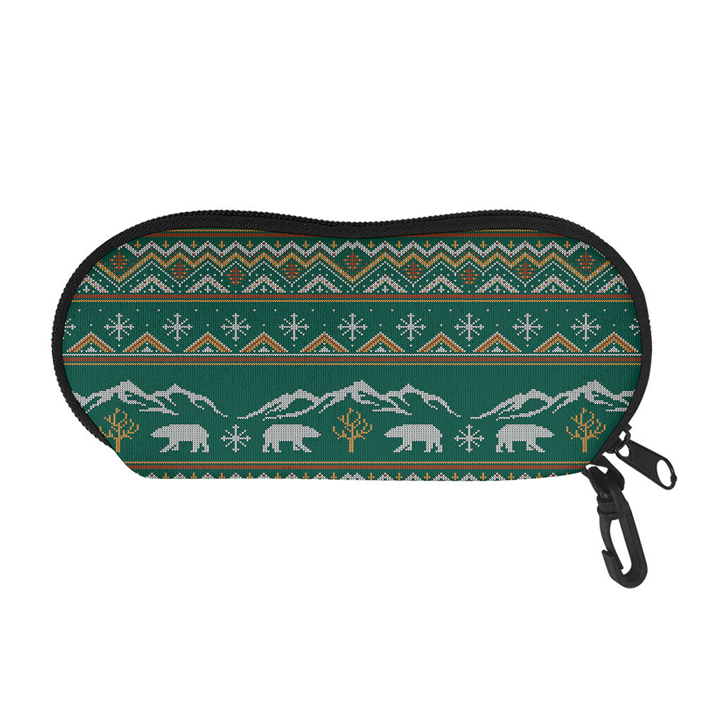 Polar Bear Knitted Pattern Print Glasses Case