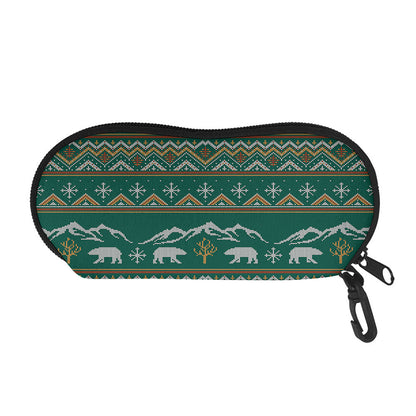 Polar Bear Knitted Pattern Print Glasses Case
