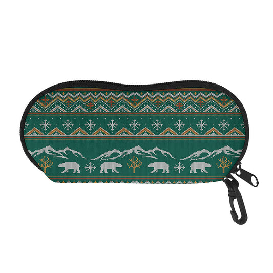 Polar Bear Knitted Pattern Print Glasses Case