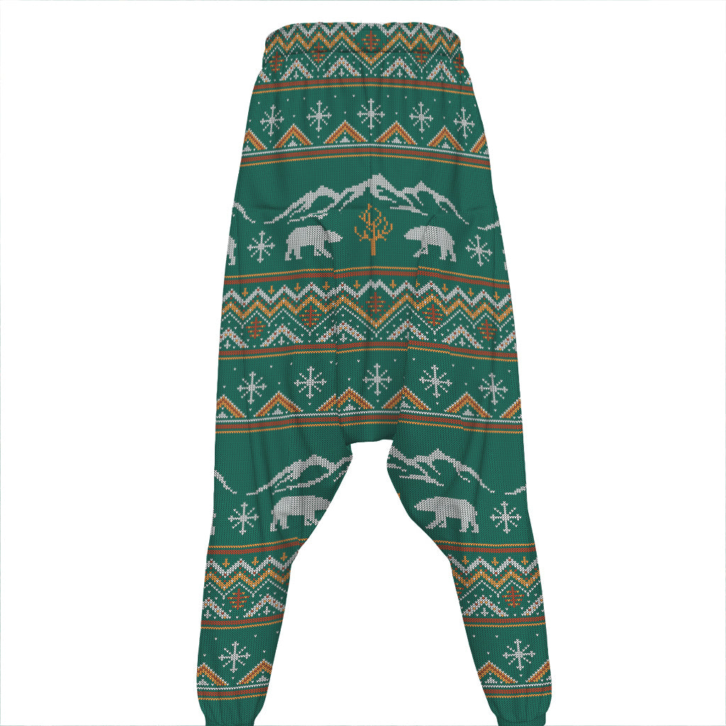 Polar Bear Knitted Pattern Print Hammer Pants