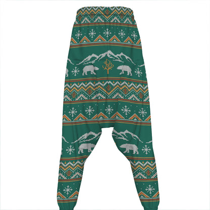 Polar Bear Knitted Pattern Print Hammer Pants