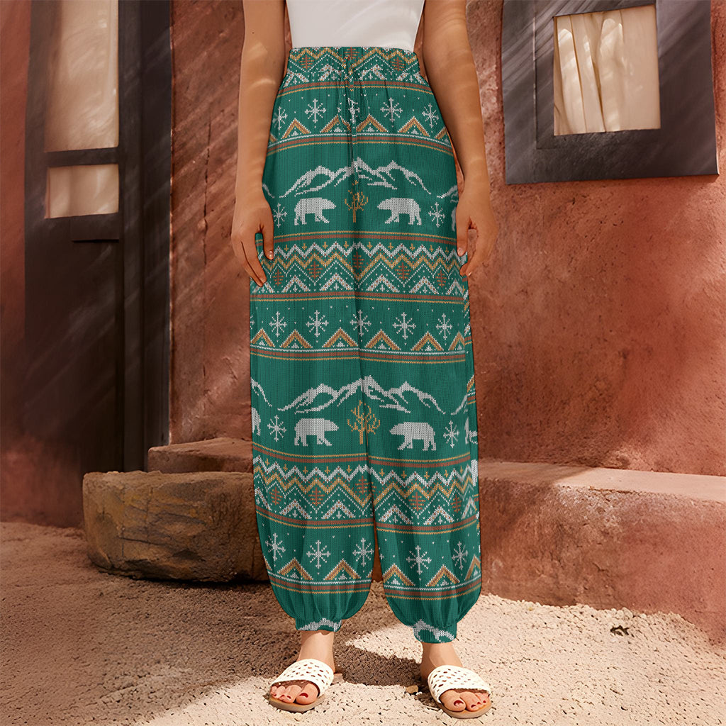 Polar Bear Knitted Pattern Print Harem Pants