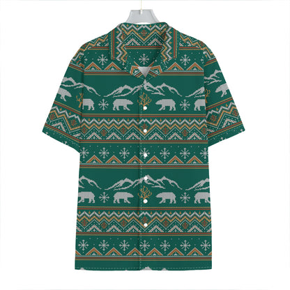 Polar Bear Knitted Pattern Print Hawaiian Shirt