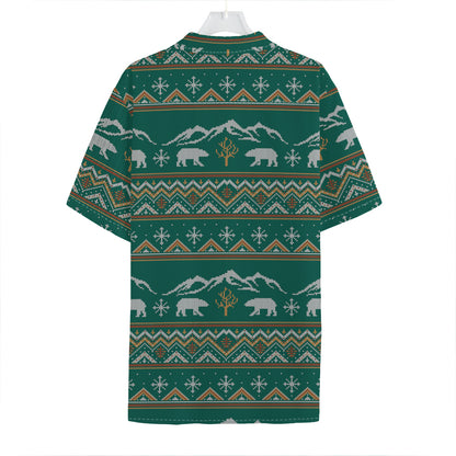 Polar Bear Knitted Pattern Print Hawaiian Shirt