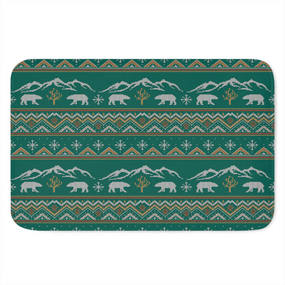 Polar Bear Knitted Pattern Print Indoor Door Mat