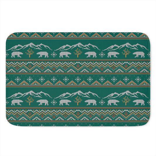 Polar Bear Knitted Pattern Print Indoor Door Mat