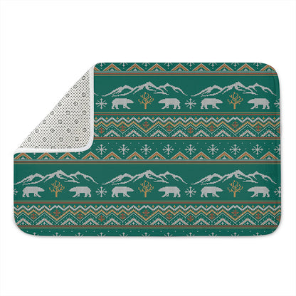 Polar Bear Knitted Pattern Print Indoor Door Mat
