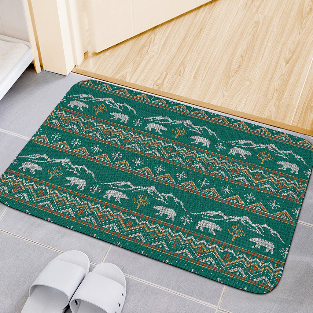 Polar Bear Knitted Pattern Print Indoor Door Mat
