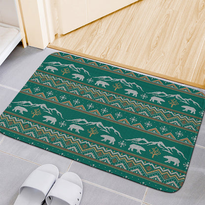 Polar Bear Knitted Pattern Print Indoor Door Mat