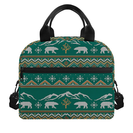 Polar Bear Knitted Pattern Print Insulated Lunch Bag