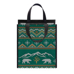 Polar Bear Knitted Pattern Print Insulated Lunch Tote