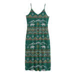 Polar Bear Knitted Pattern Print Jersey Midi Cami Dress