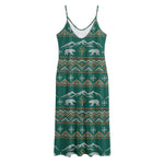 Polar Bear Knitted Pattern Print Jersey Midi Cami Dress