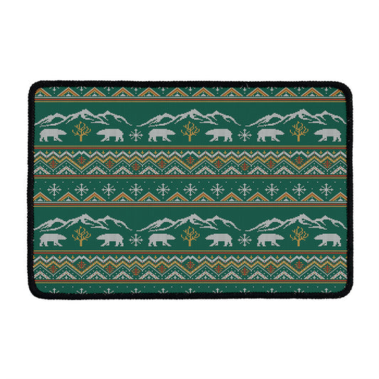 Polar Bear Knitted Pattern Print Kitchen Mat