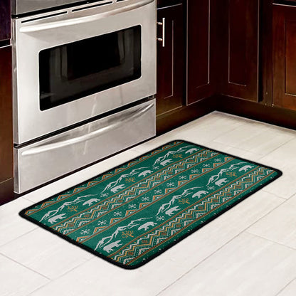 Polar Bear Knitted Pattern Print Kitchen Mat