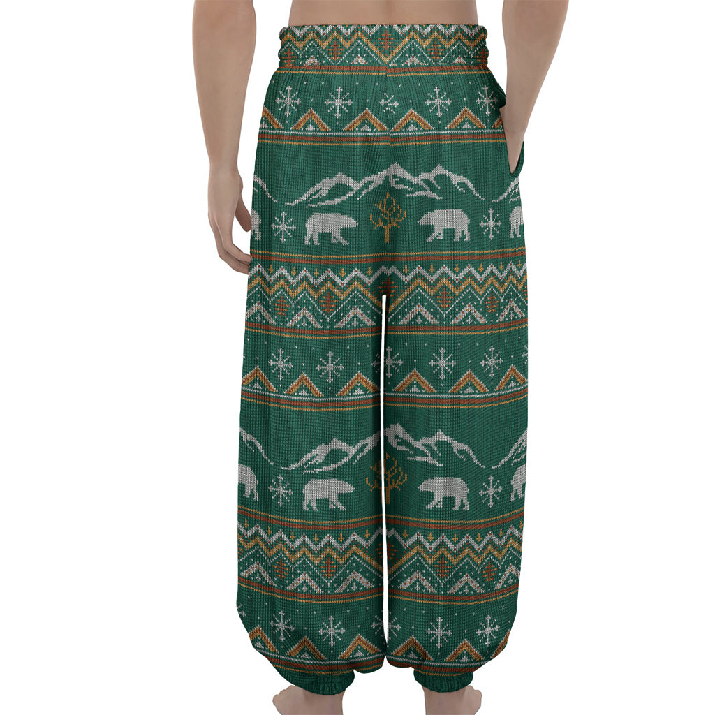Polar Bear Knitted Pattern Print Lantern Pants