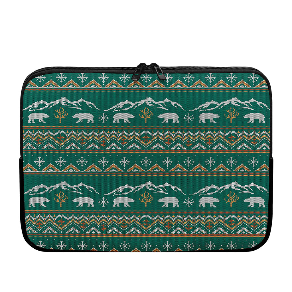 Polar Bear Knitted Pattern Print Laptop Sleeve