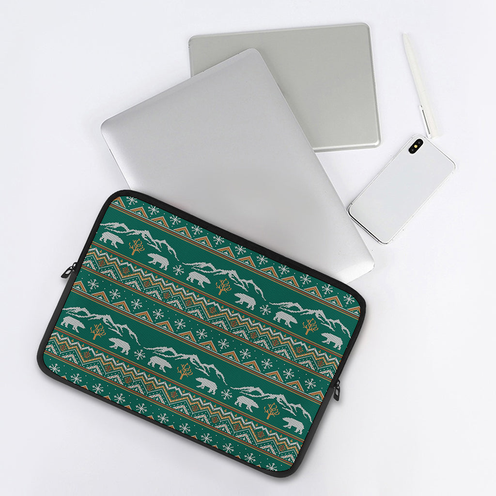 Polar Bear Knitted Pattern Print Laptop Sleeve