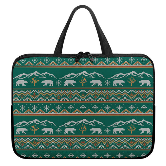 Polar Bear Knitted Pattern Print Laptop Sleeve With Handle
