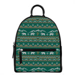 Polar Bear Knitted Pattern Print Leather Backpack