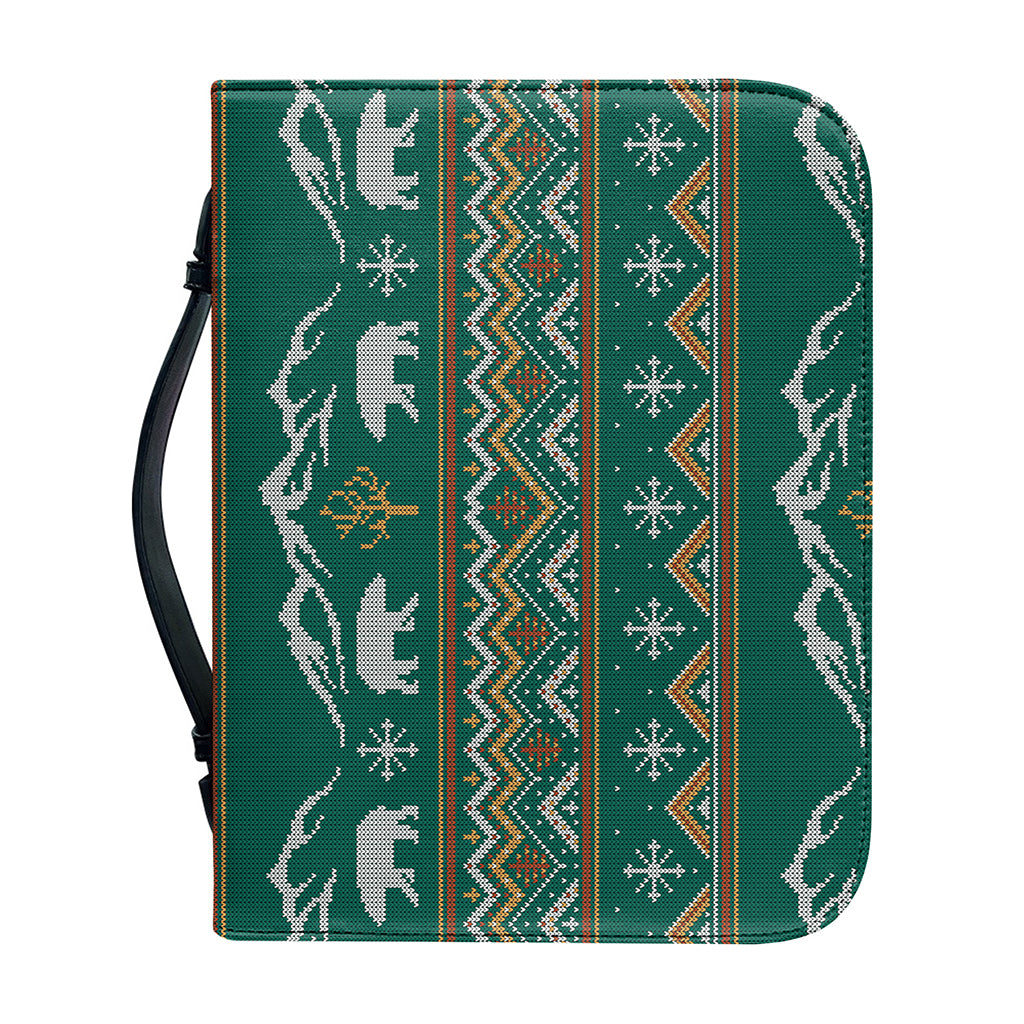 Polar Bear Knitted Pattern Print Leather Bible Cover