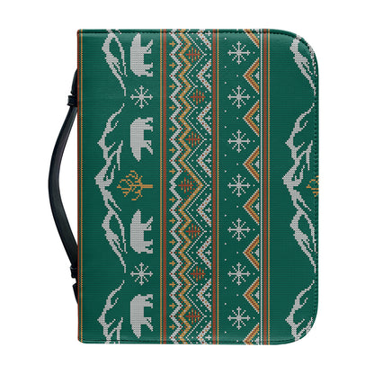 Polar Bear Knitted Pattern Print Leather Bible Cover