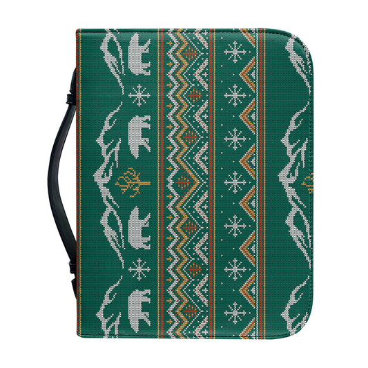 Polar Bear Knitted Pattern Print Leather Bible Cover