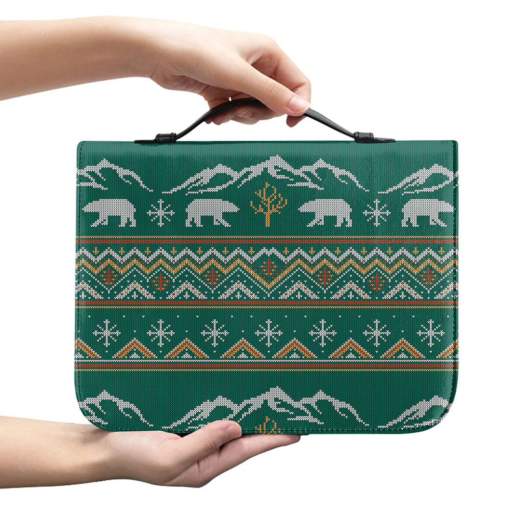 Polar Bear Knitted Pattern Print Leather Bible Cover