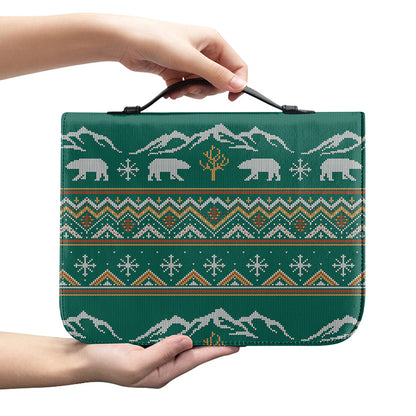 Polar Bear Knitted Pattern Print Leather Bible Cover