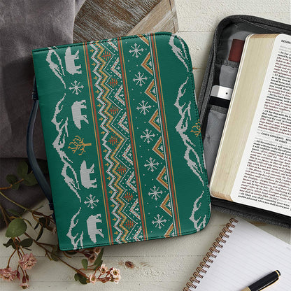 Polar Bear Knitted Pattern Print Leather Bible Cover