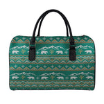 Polar Bear Knitted Pattern Print Leather Duffle Bag