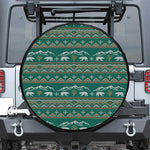 Polar Bear Knitted Pattern Print Leather Spare Tire Cover