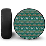 Polar Bear Knitted Pattern Print Leather Spare Tire Cover