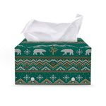 Polar Bear Knitted Pattern Print Leather Tissue Box Cover
